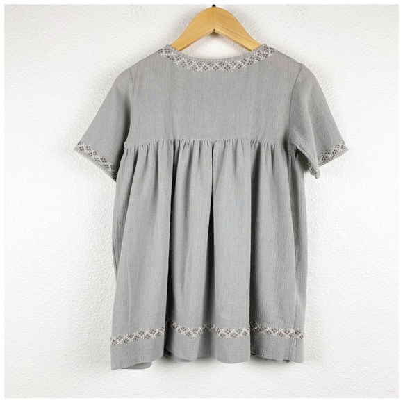 Bonpoint Brode Main Kids Gray Embroidered Dress Size 6 - Picture 2 of 9